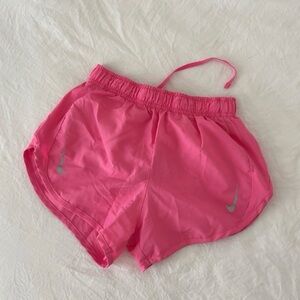 Nike Hot Pink Women's Athletic Running Shorts with Silver Swoosh